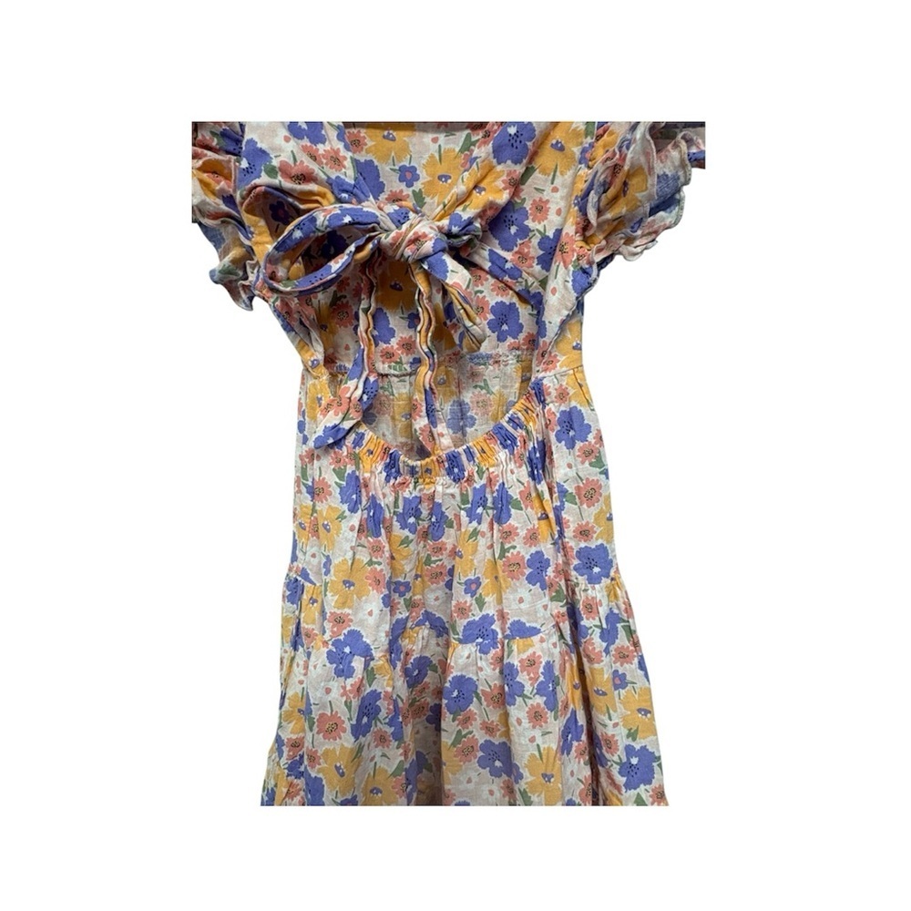 Chico's Girls Floral Ruffle Sleeve Dress - Blue & Yellow - Picture 5 of 7